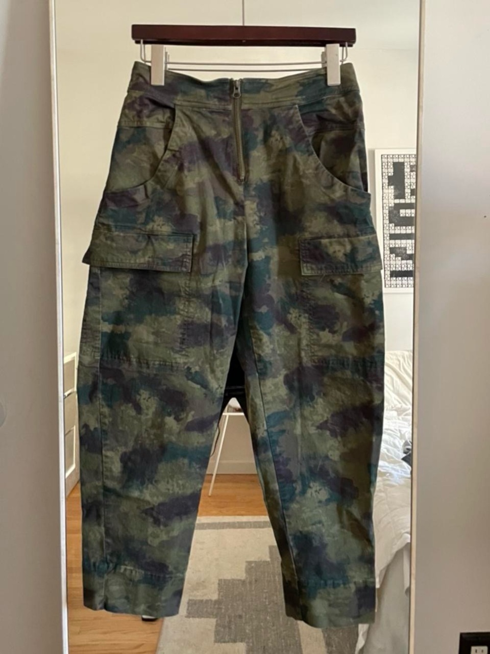 Y2K 2000s urban outfitters Camo Cargo Utility Pants Green Multitone size XS W25